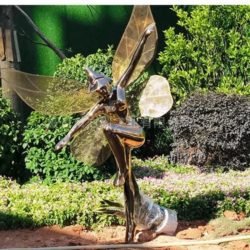 Customized New Design Outdoor Stainless Steel EIf Sculpture Garden Decor Modern Elf Stainless Steel Hollow Sculpture