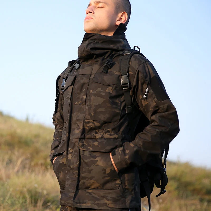 Spring/autumn outdoor waterproof windbreaker breathable long section M65 army tactical jacket for men