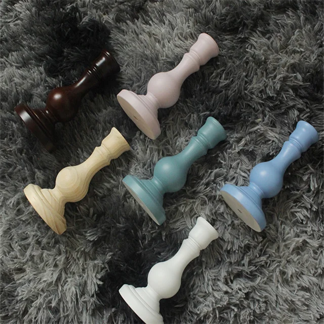 Handmade Wooden Morandi color Candlestick Suit Refinement Candle