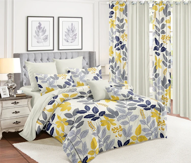 Fashionable Patterns Bedding Sets With Window Curtains Living Room 4 Piece Bedding Bedspread Set And Sheet Bedding