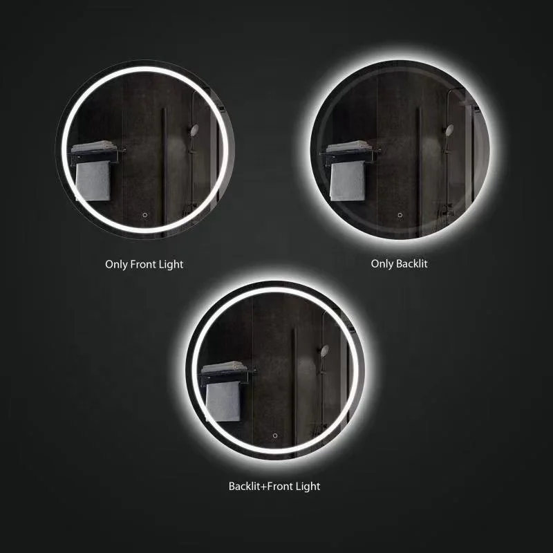 Bathnology Modern round Smart Backlit LED Wall Mirror Touch Switch Bathroom Makeup Mirror Wall Mounted
