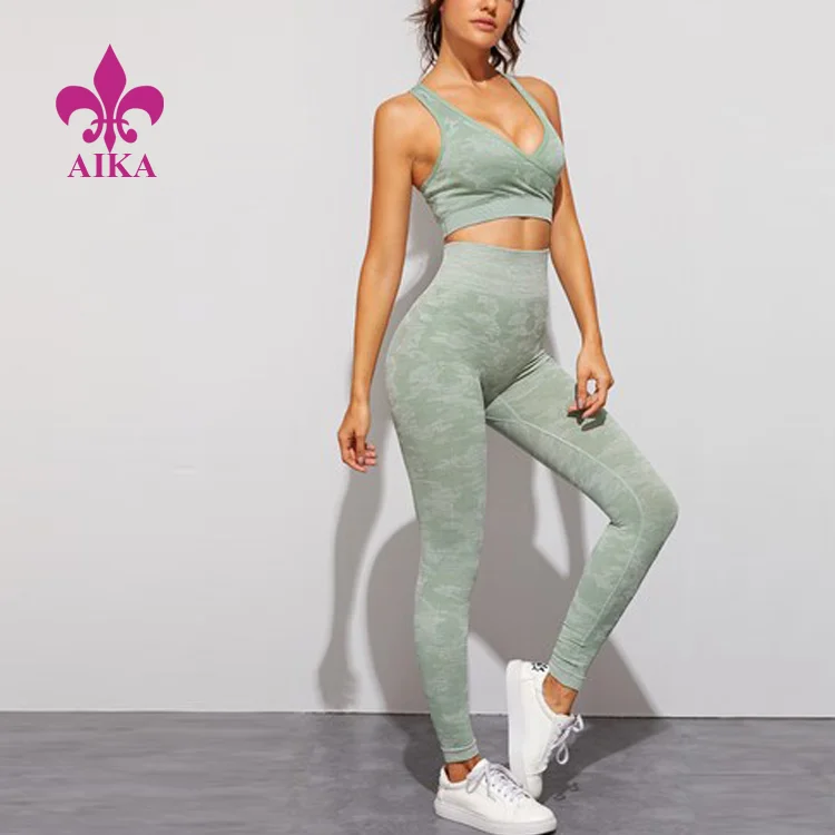 Wholesale Women Camo Printed Skinny Leggings 78% Polyester 22% Spandex Seamless High Waist Yoga Legging Pants Gym Legging sets