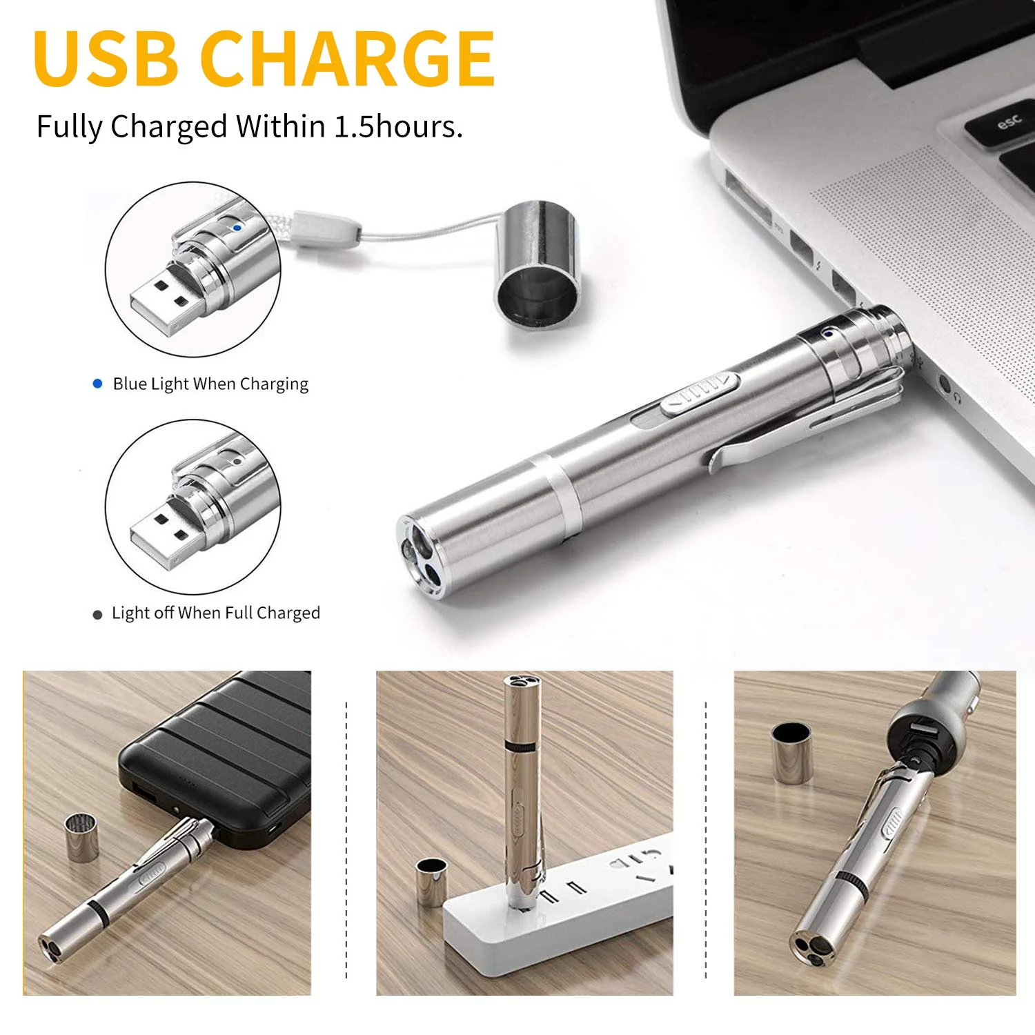 Electronic Pet Laser Pointer Toy USB Rechargeable Red Dot Light Chaser Stick Interactive Pen