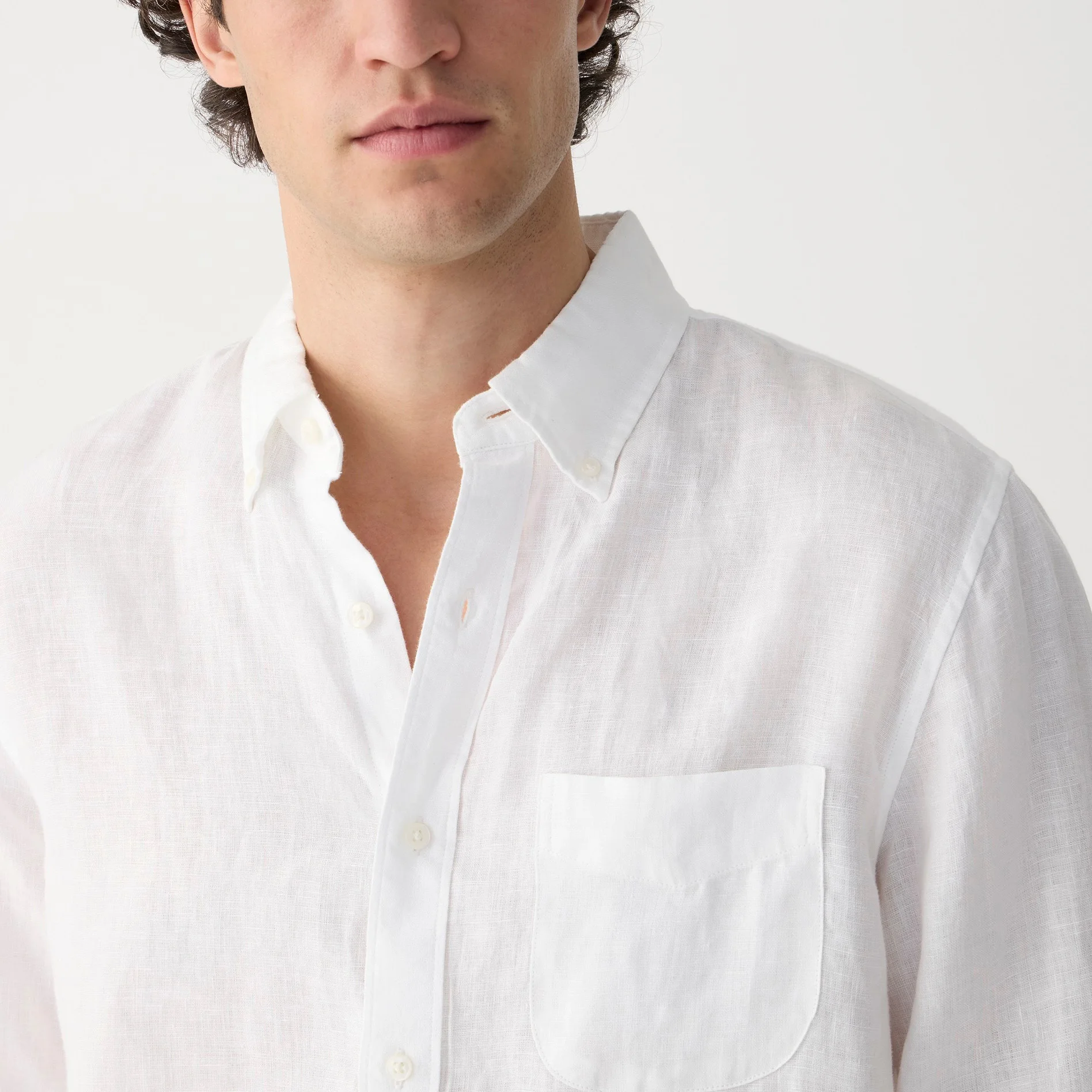 Custom Wholesale Casual Long Sleeve Breathable White Cotton Linen Shirt For Men