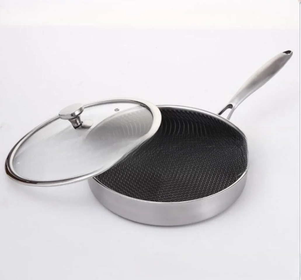 316 stainless steel flat bottomed non stick pan Electromagnetic stove gas stove universal