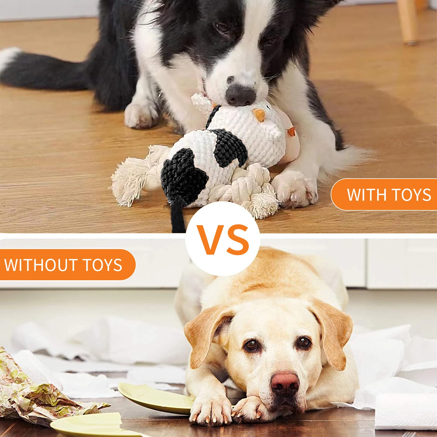 Wholesale Custom Cute Cow Durable Squeaky Dog Toys Pet Dog Rope Toy Dog Chew Toy