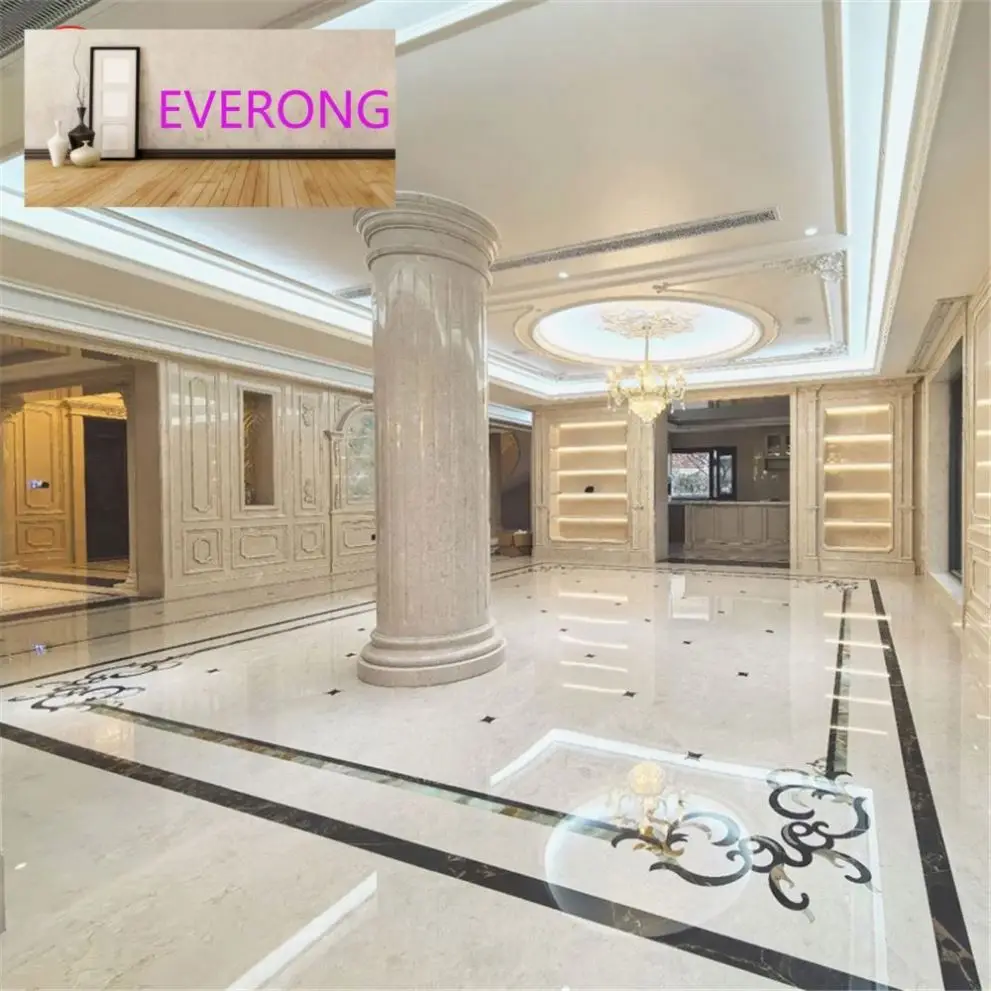 luxury villa marble stone house decor cream marble floor tiles beige marble waterjet customization China factory price