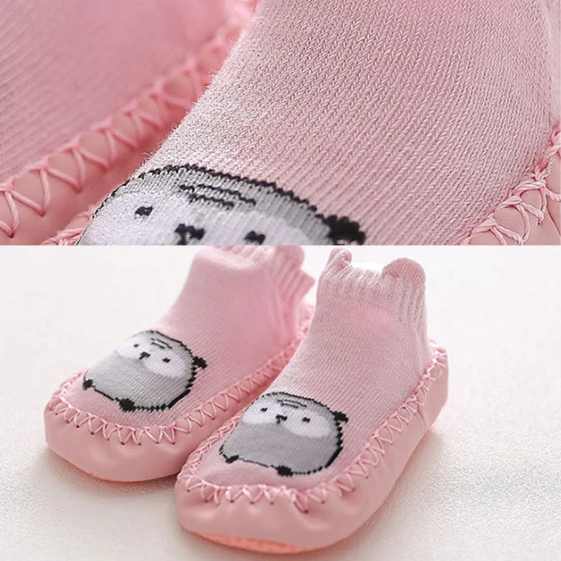 0-2 years old cute cartoon animal soft cotton non-slip floor thick short tube newborn baby shoes socks