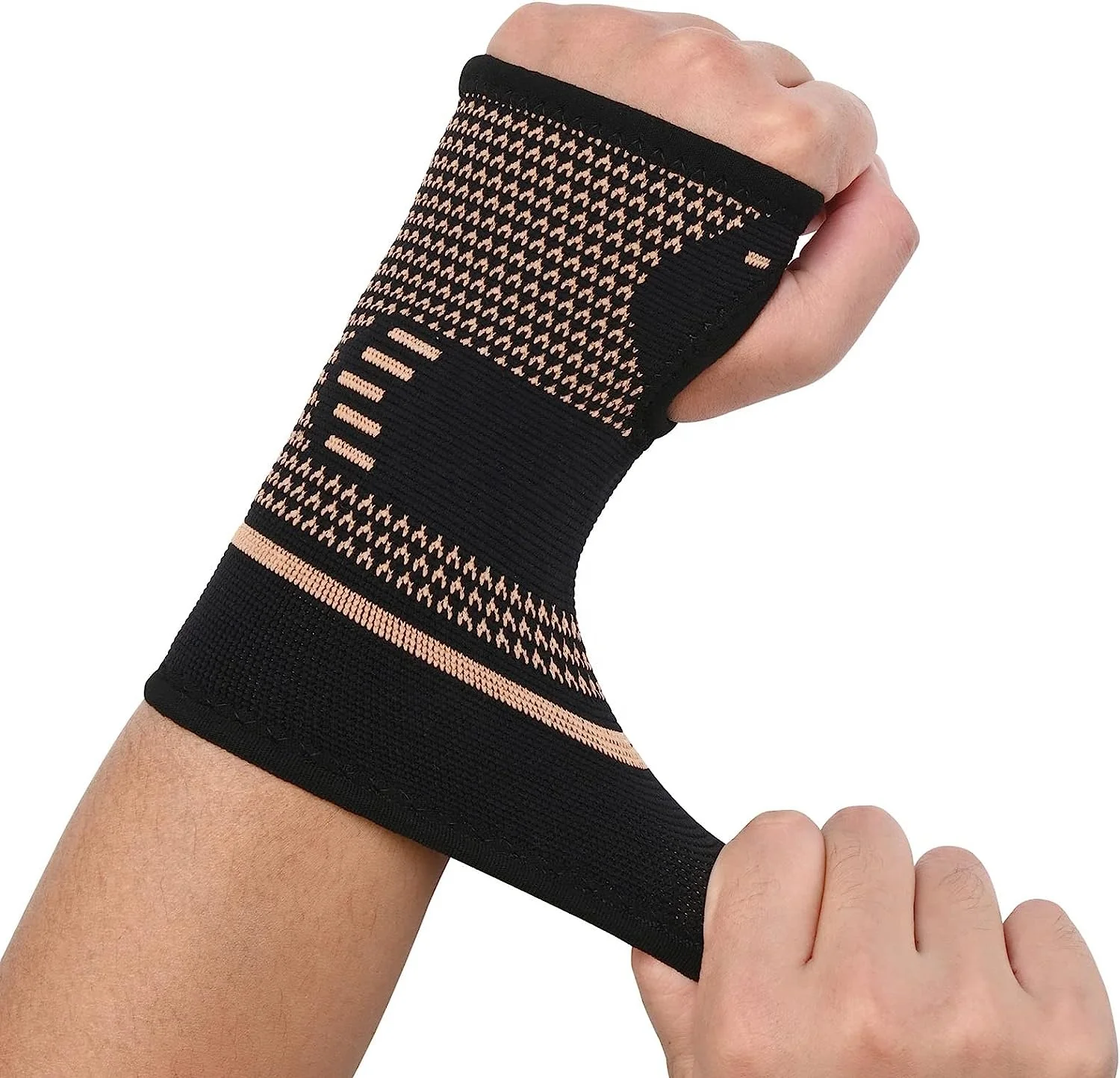 Professional Unisex Nylon Copper Wrist Brace for Sprains Copper Wrist Sleeve Wristband