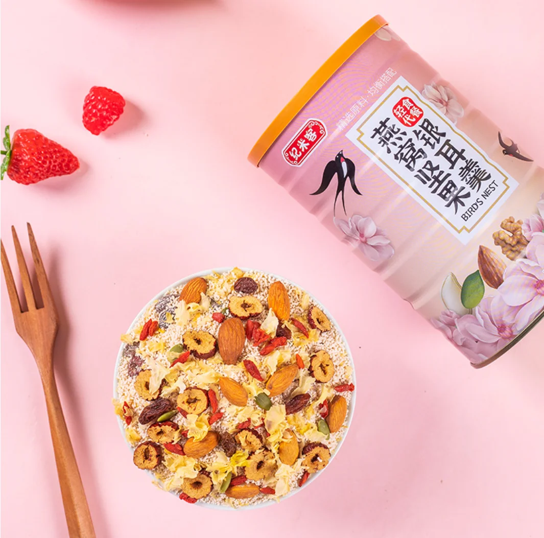 «Птичье гнездо» и «гриб тремелла фукусовидная супа с мелким углём порошок корня лотоса суп гайка мгновенный заменители пищи 500