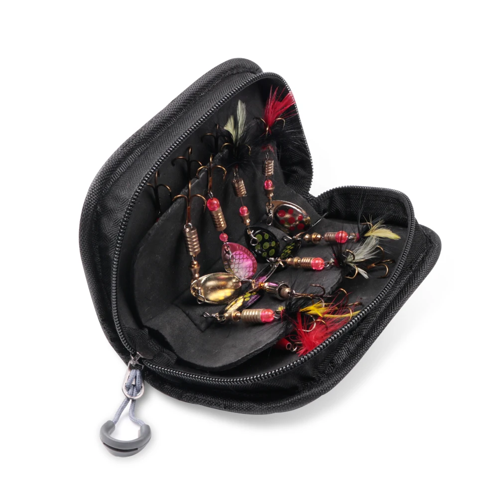 
Amazon hot sale logo custom 16 PCS fishing Lure fishing spoon kit metal Hard Spinner lure Baits set with carry bag 