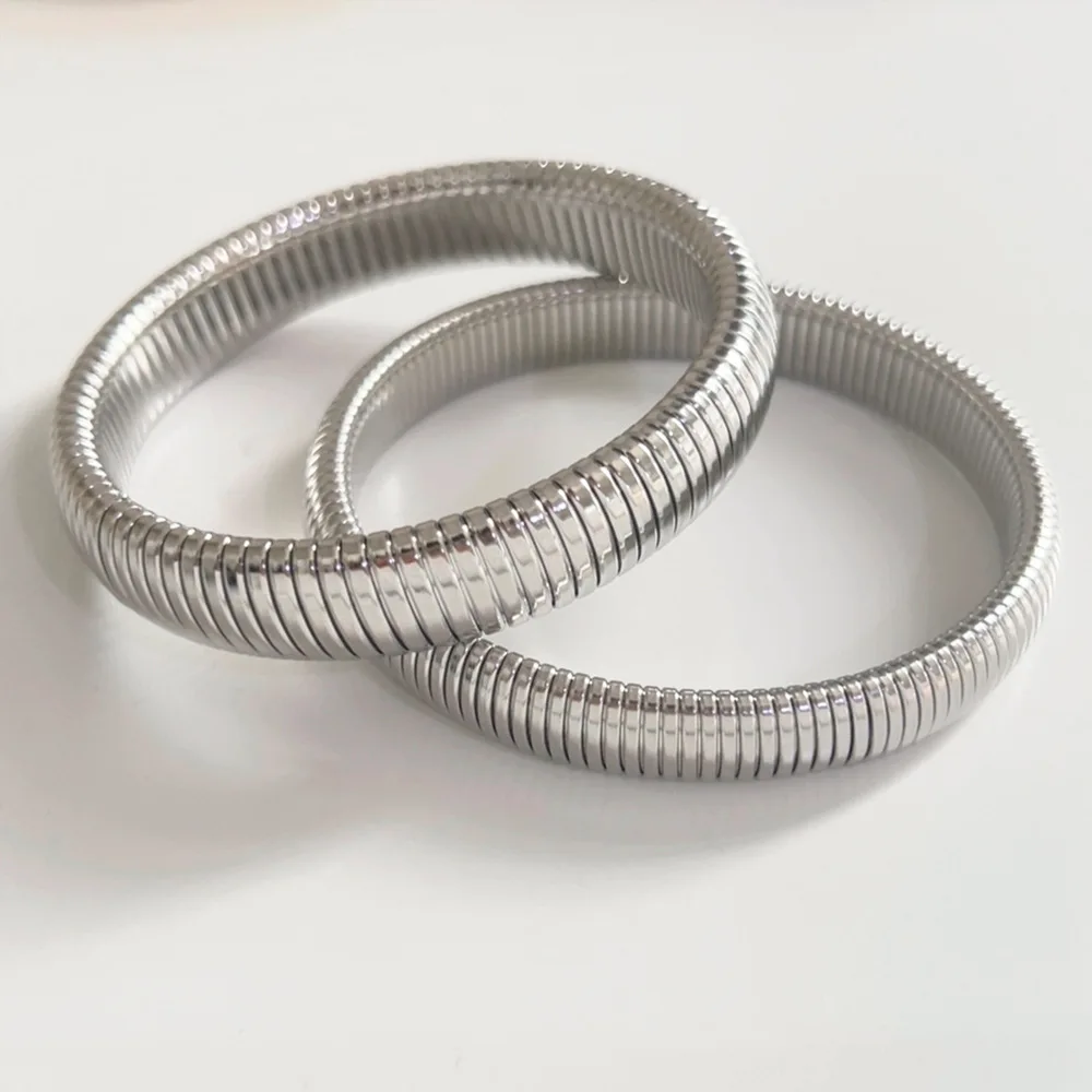 Wholesale Elastic Flexible Bracelet 18K Gold Plated Stainless Steel Stacking Wristband Stretch Link Chain Bracelet MK3444