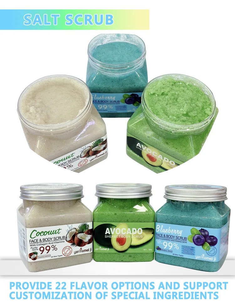 Avocado scrub bath salt body exfoliating dead skin chicken skin deep cleaning rubbing mud treasure 500g
