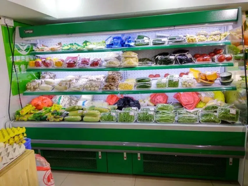 Refrigeration Equipment Fruit And Vegetable Showcase Air Curtain Refrigerator Price for Supermarket