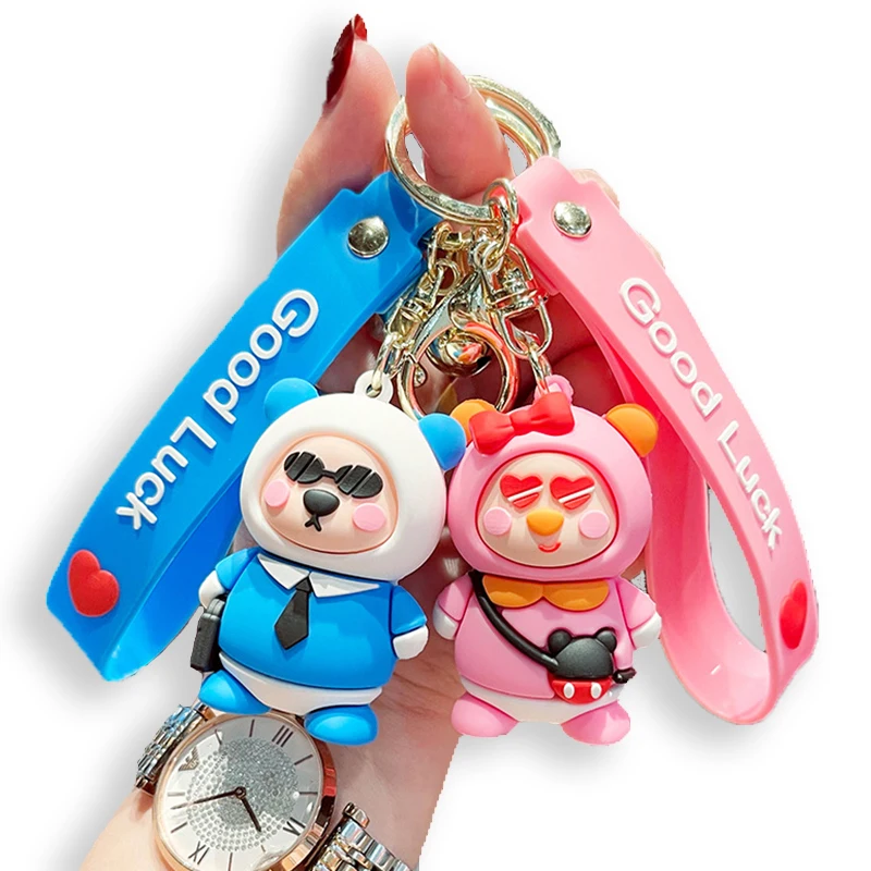 lovely eternal lovers bears PVC rubber keychain for Boyfriend girlfriend