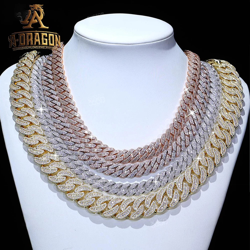 Miami Cuban Link Chain Solid Silver 925 Plating CZ Hip Hop Chain wholesale jewelry
