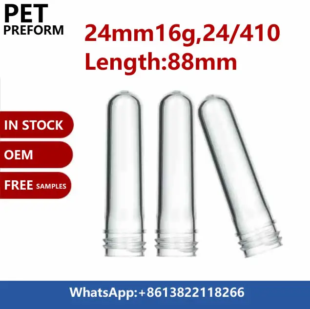 preform 24/410 16g 24mm16g PET preform for 200ml bottle 300ml cosmetic bottles manufacturer in stock custom color
