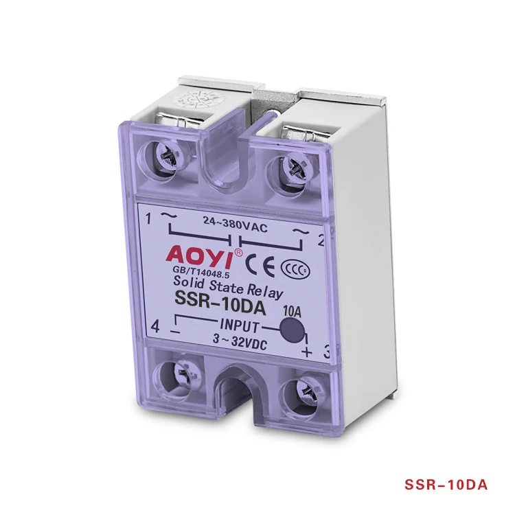 Aoyi SSR Series Single Phase Solid State Relay SSR-10DA with LED