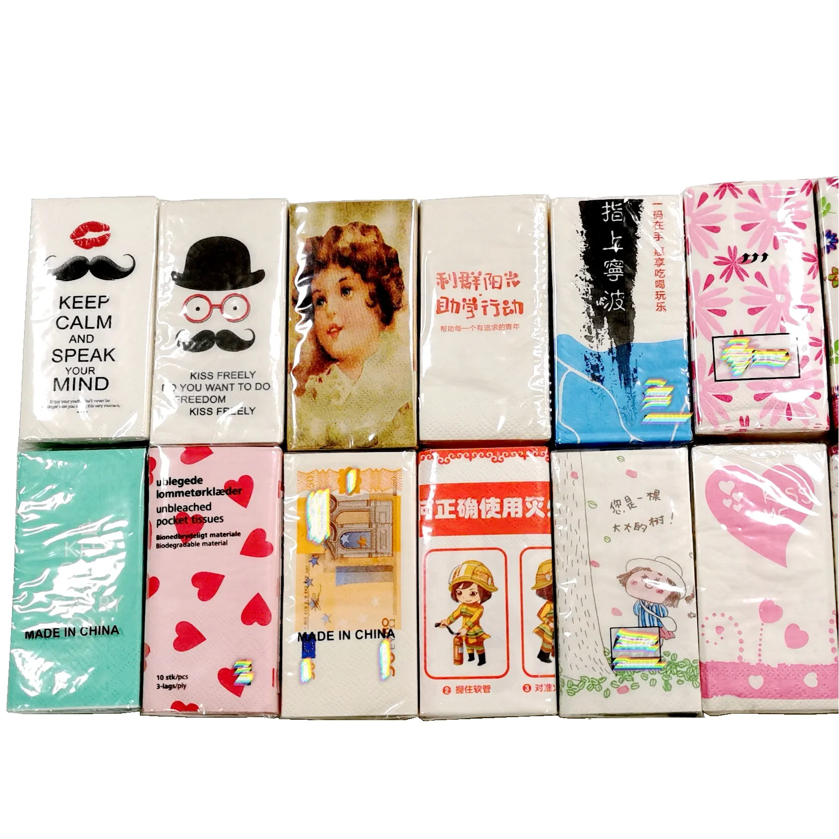 Customize Printed Pocket Tissue 3ply 4ply Mini Facial Tissue Handkerchief Paper for Fair in Advertising Paper Virgin Wood Pulp