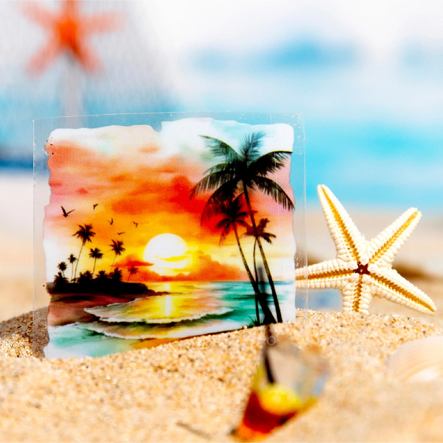 1 roll/piece Tape Sea Breeze Series Seaside Scenery Handbook DIY Material Recycling Sticker