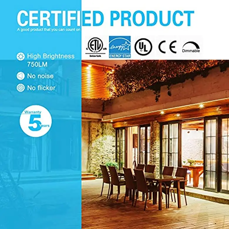 Ultra-Thin LED Recessed Ceiling Light Dimmable Can-Killer Downlight, 750LM High Brightness Ceiling Light with Junction Box