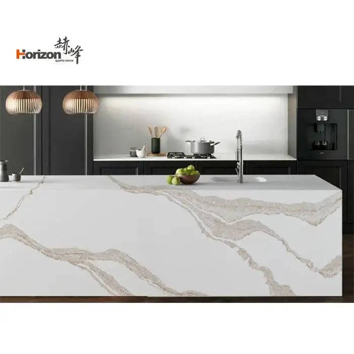 Horizon  Calacatta quartz stone slabs white with gold veins quartz stones white quartz slab