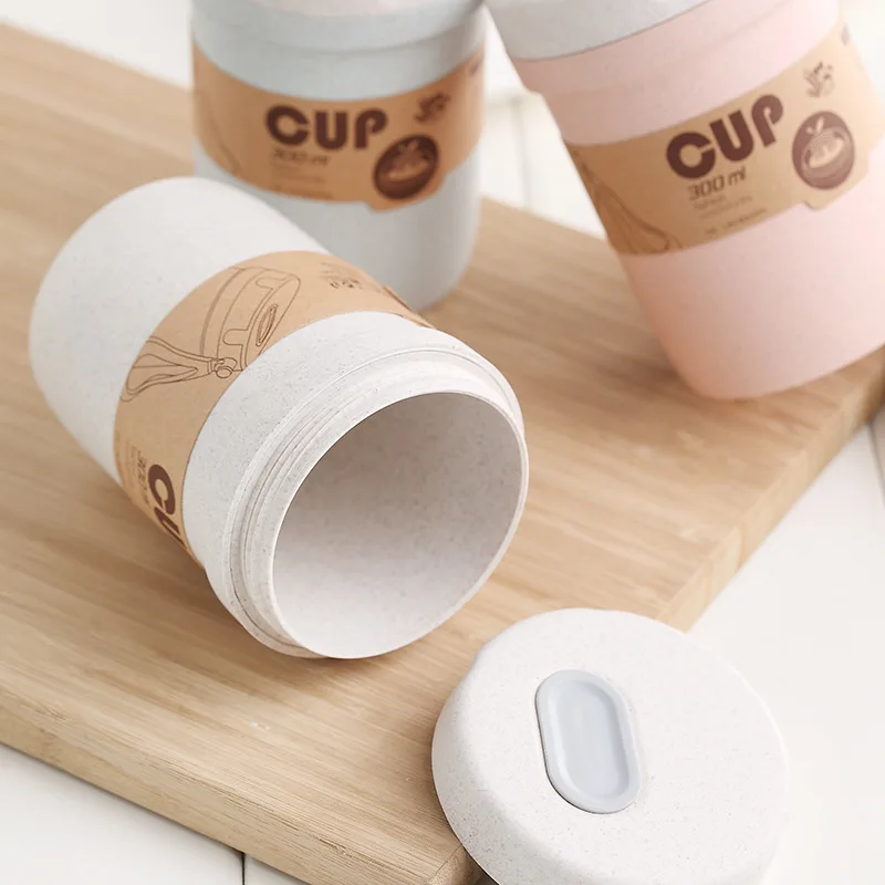 New Style Wheat Straw 300ML Breakfast Drink Porridge Cup Portable Breathable Sealed Soup Cans Soup Cup