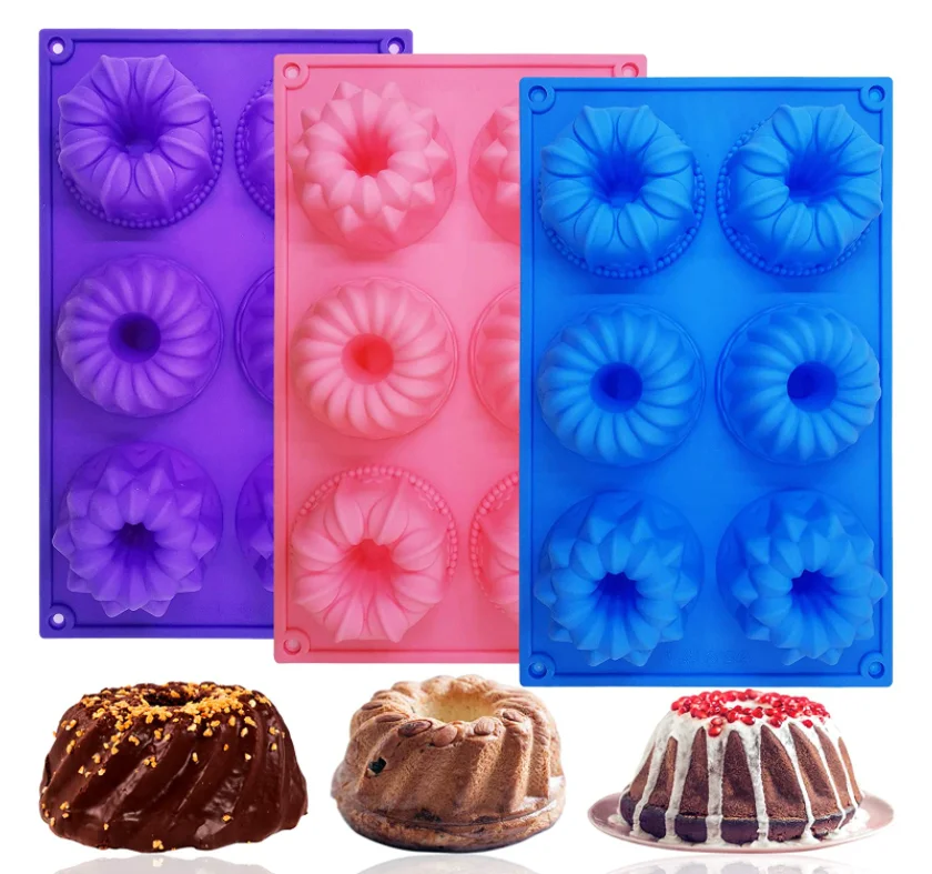Mini Bundt Cake Silicone Pan Fluted Tube Cake Pans European Grade Non Stick Fancy Molds for jello, Cupcake, Doughnut Donut