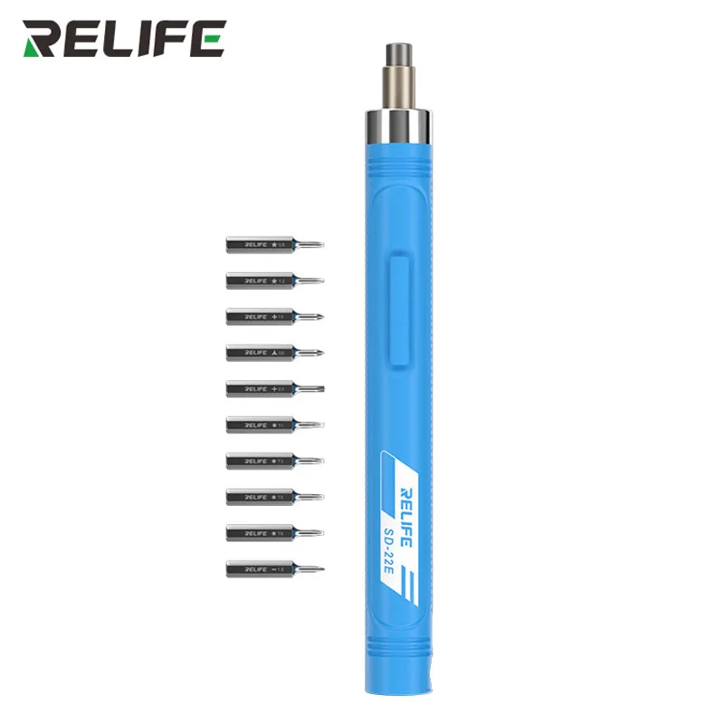 SD-22E Беспроводная прецизионная электрическая отвертка RELIFE с 10 насадками из легированной стали S2