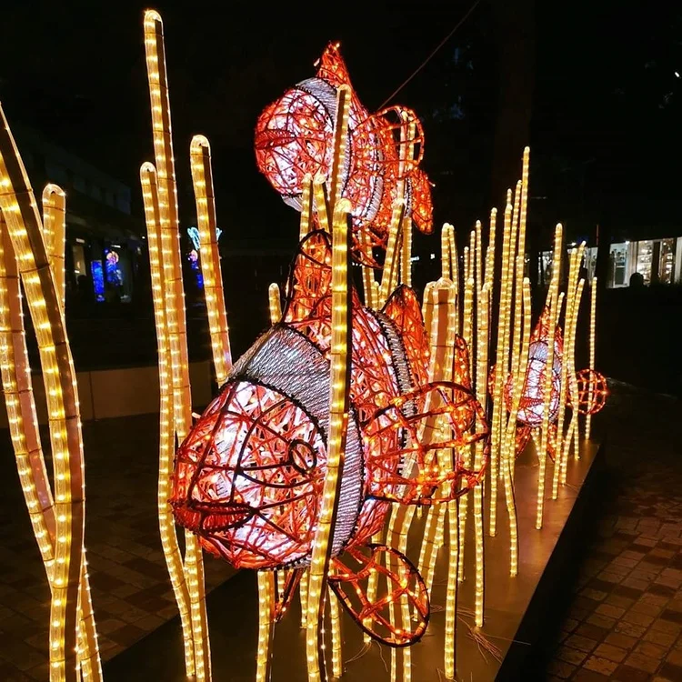 Customized 3D Dolphin Motif Light Marine Theme Decorative Lighting Figure for Amusement Park Zoo Mall