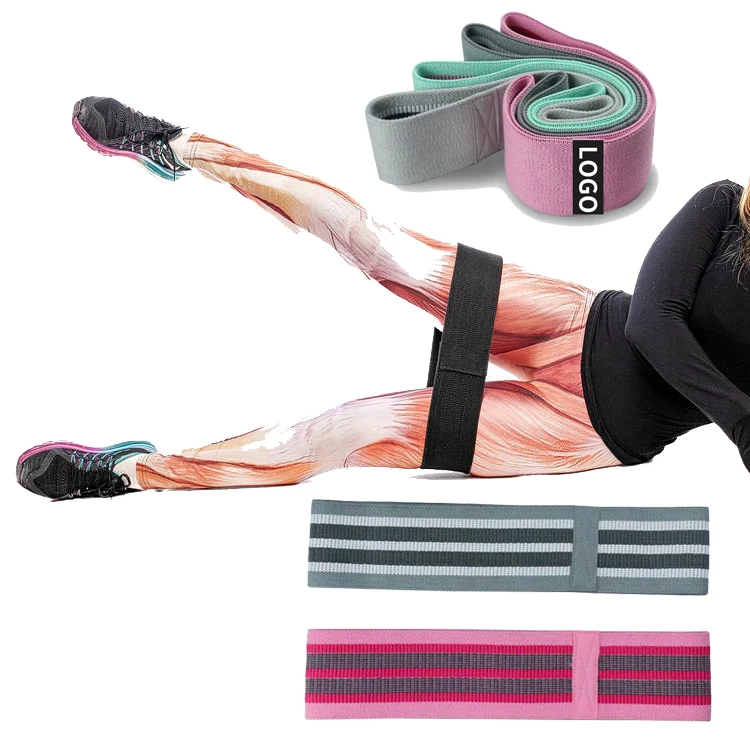 Women Strength Training Gym Fitness Exercise Bands,Hip Circle Set Non Slip Covered Elastic Booty Fabric Yoga Resistance Band