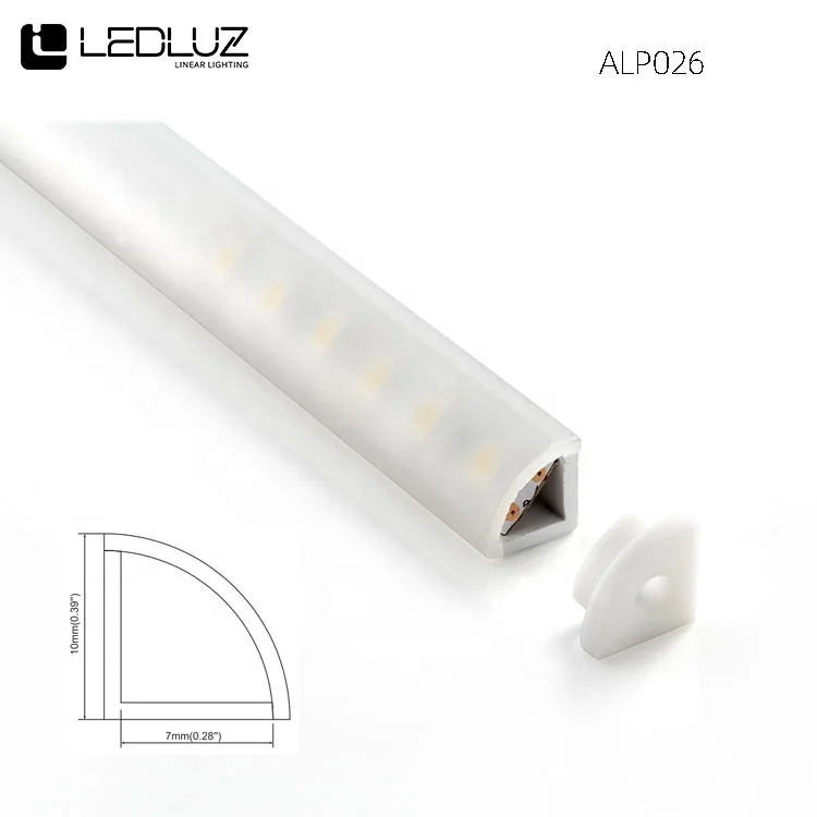 ALP026 Corner Mounted 11x11mm Plastic LED Strip Profile for kitchen cabinet