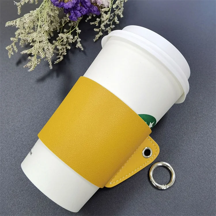 Wholesale a large number of PU leather coffee cups paper cups anti scalding reusable cup covers