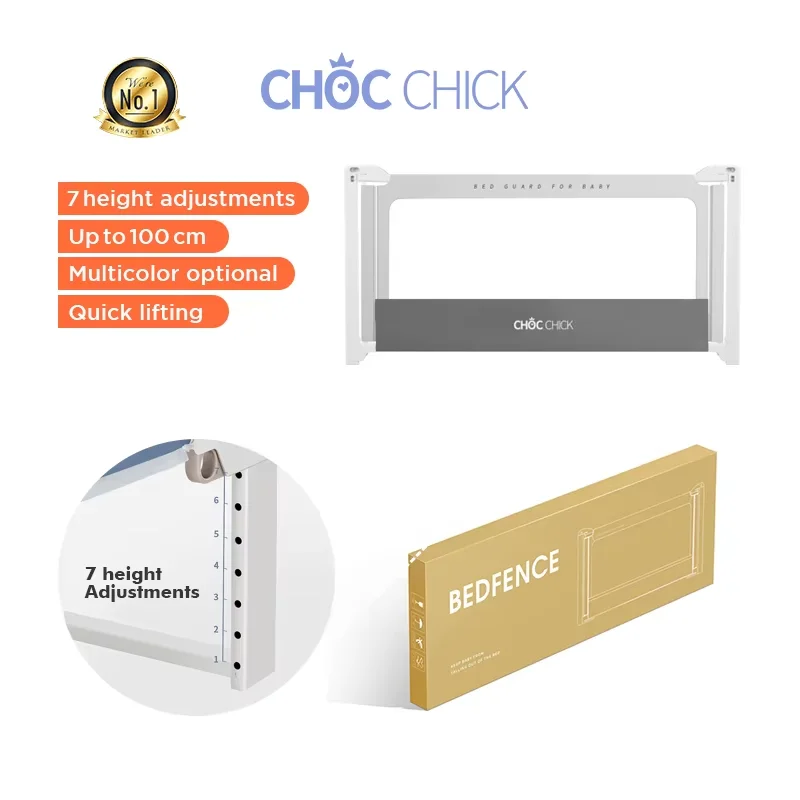 Chocchick Safety Bed Rail Guard Lifting Open Quick Install Co-Sleeping Bedside Fence Protection Baby Bed Rail