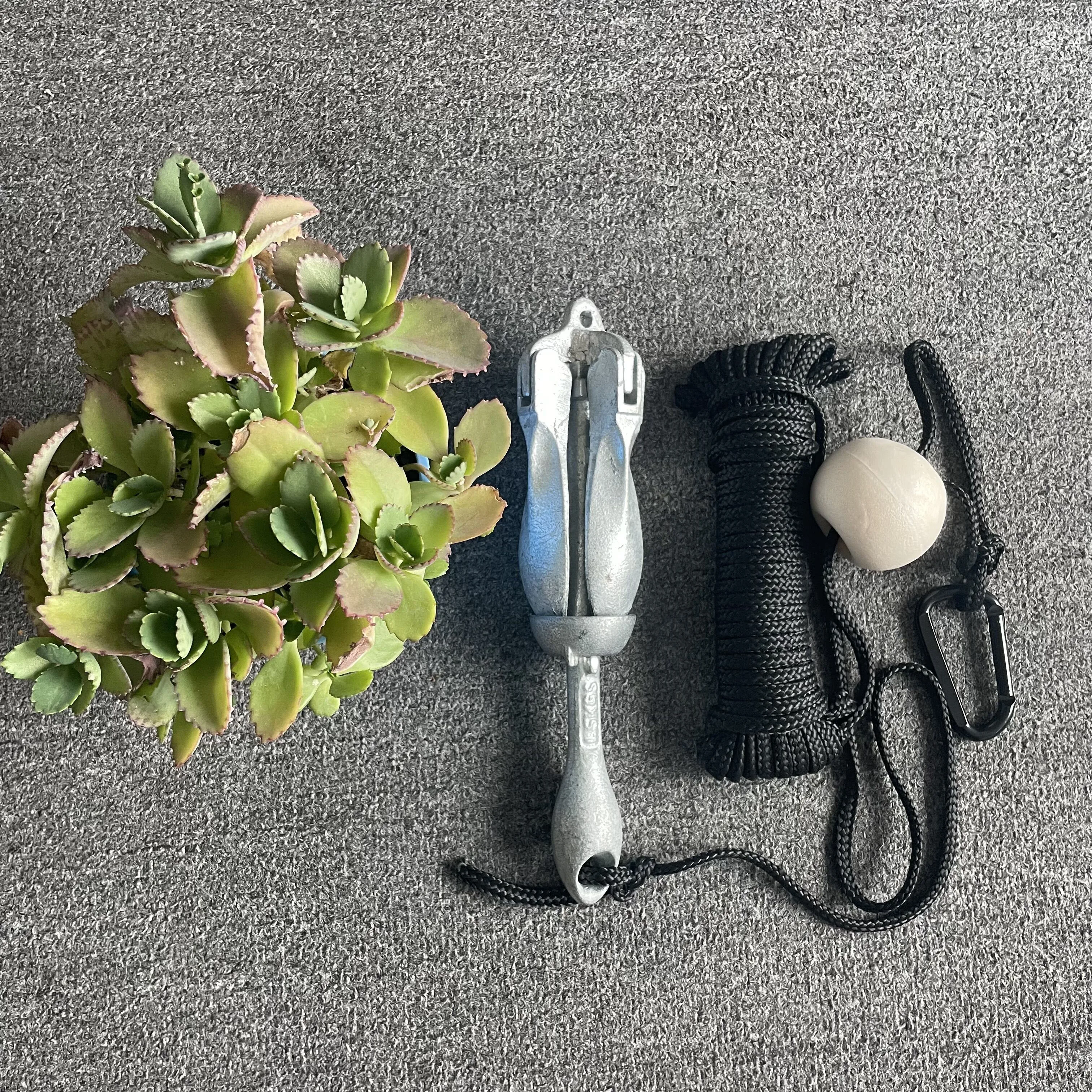COMPACT AND PORTABLE 1.5KG HOT DIP GALVANIZING STEEL FOLDING ANCHOR KIT FOR KAYAK/CANOE/SUP BOARD