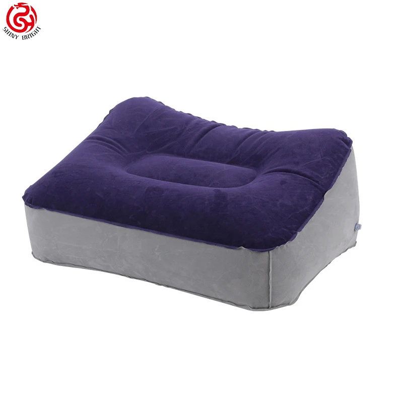flocking inflatable Footstool Stool Portable inflatable folding footpad inflatable travel foot rest pillow for flying