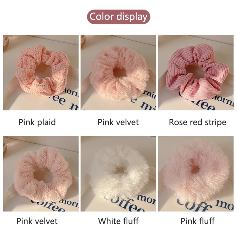 Corduroy Scrunchies Knitted Warm Solid Color Hair Band Knitting Elastic Hair Scrunchies For Girls