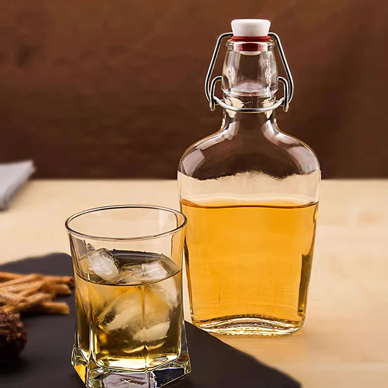 125ml 250ml 500ml 1000ml Classic Unique Easy Flip Lid Clear Drink Beer Wine beverage Bottles Glass Swing Top Bottle