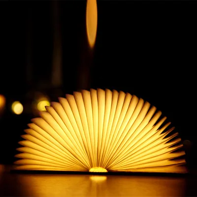 Creative LED Book Lights Portable USB Rechargeable Magnetic Wooden Night Light Reading Desk Lamps