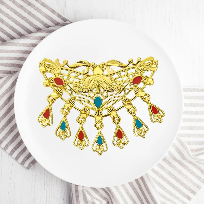 Top Quality Customized Women Style Lady Wedding Jewelry Vintage With Gold Plated Charm Dropping Oil Saudi Brooch Pins