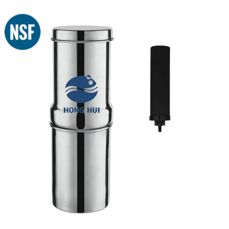 HONG HUI NSF/ANSI 42&372 1L Portable Outdoor Stainless Steel Water Purifier Gravity Water Filter