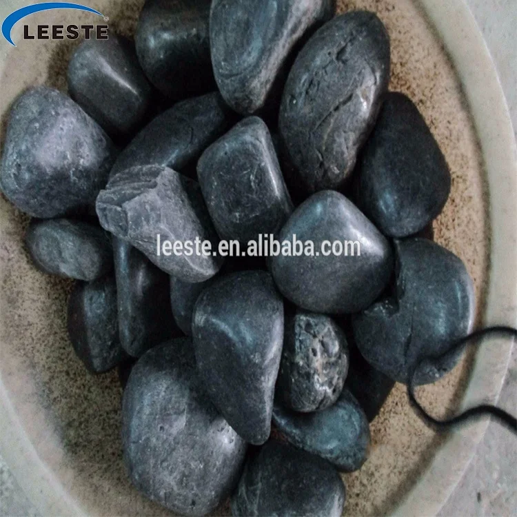 Beautiful Polished Black River Stone Garden Pathway Pebble
