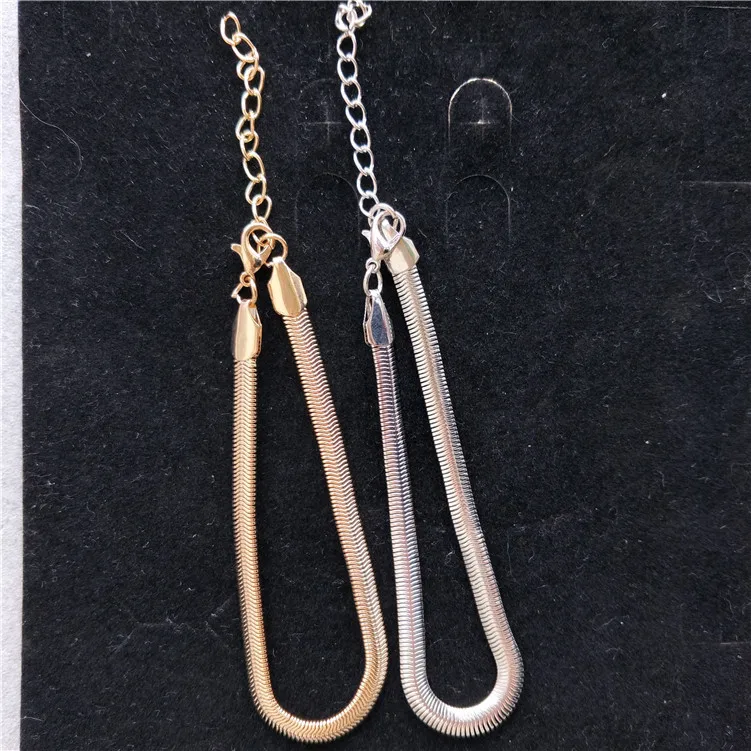 Fashion Simple Flat Snake Chain Anklet Bracelet For Women Delicate Metal Fine Fish Scale Foot Chain Female Beach Anklet Jewelry