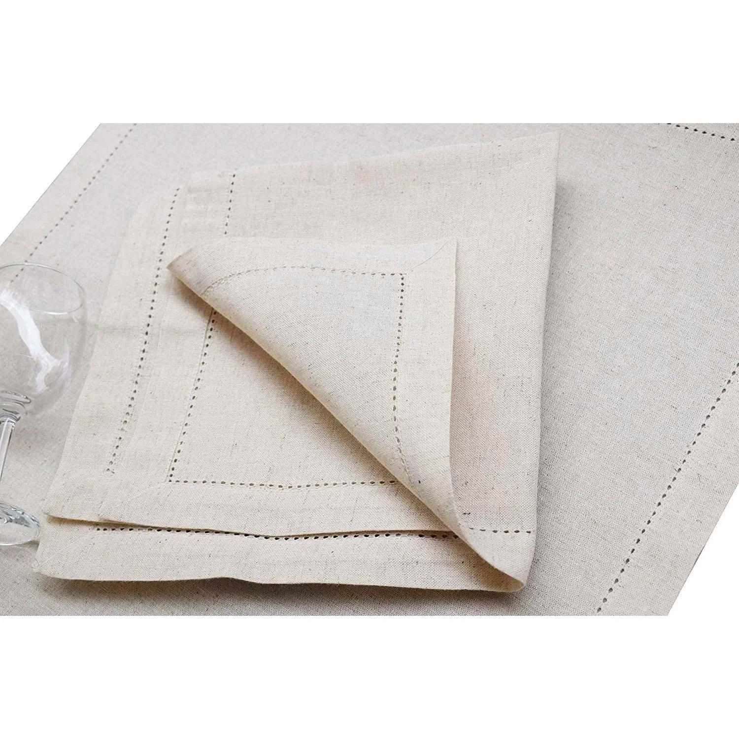 China Supplier Best Selling Wholesale White Napkins Linen Napkin 100% Hand Hemstitch Napkin