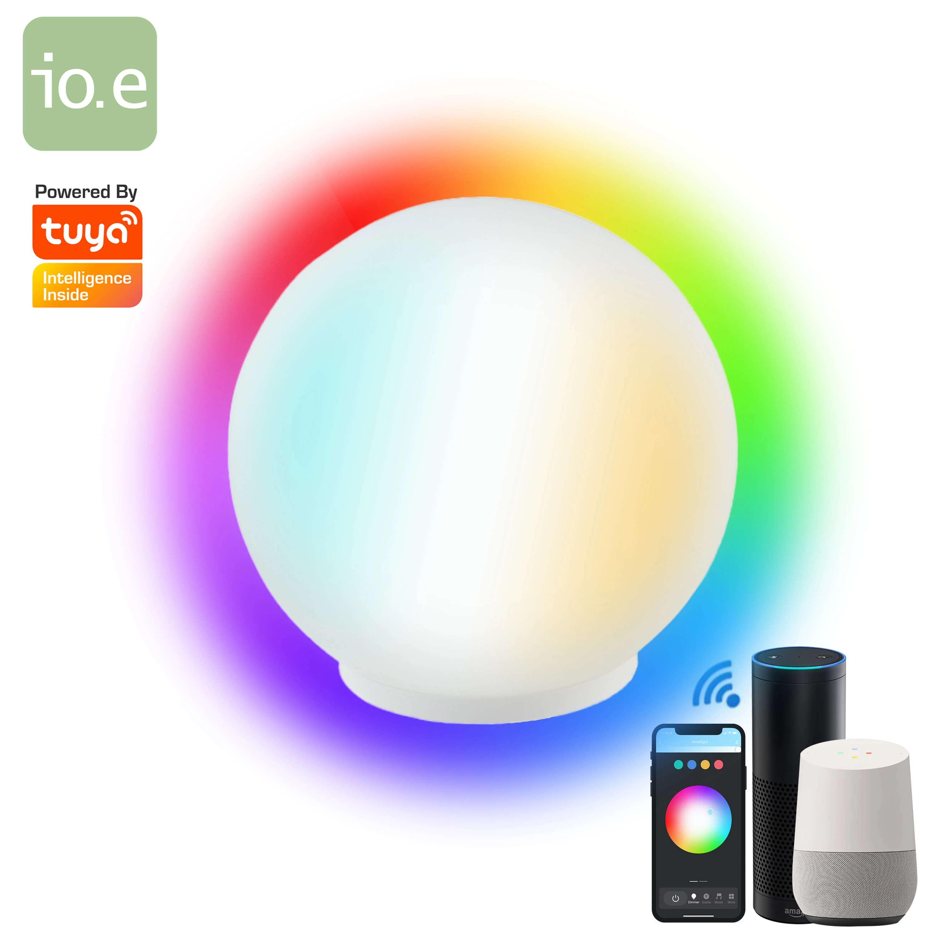 
iO.e Moodlight Smart Lamp Night Table LED Light WiFi Alexa and Google Home Voice Control Wellness Function 