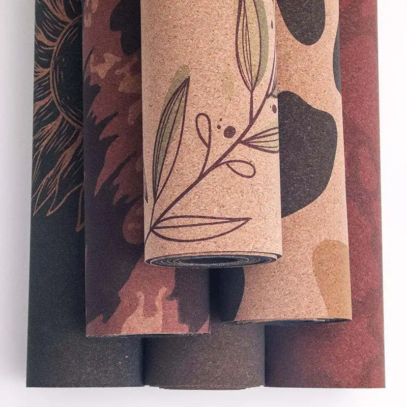 Yoga Mat Cork Custom Logo Printed Eco Friendly Durable Non-slip Cork Natural Rubber Customized Yoga Mats Pilates Mat