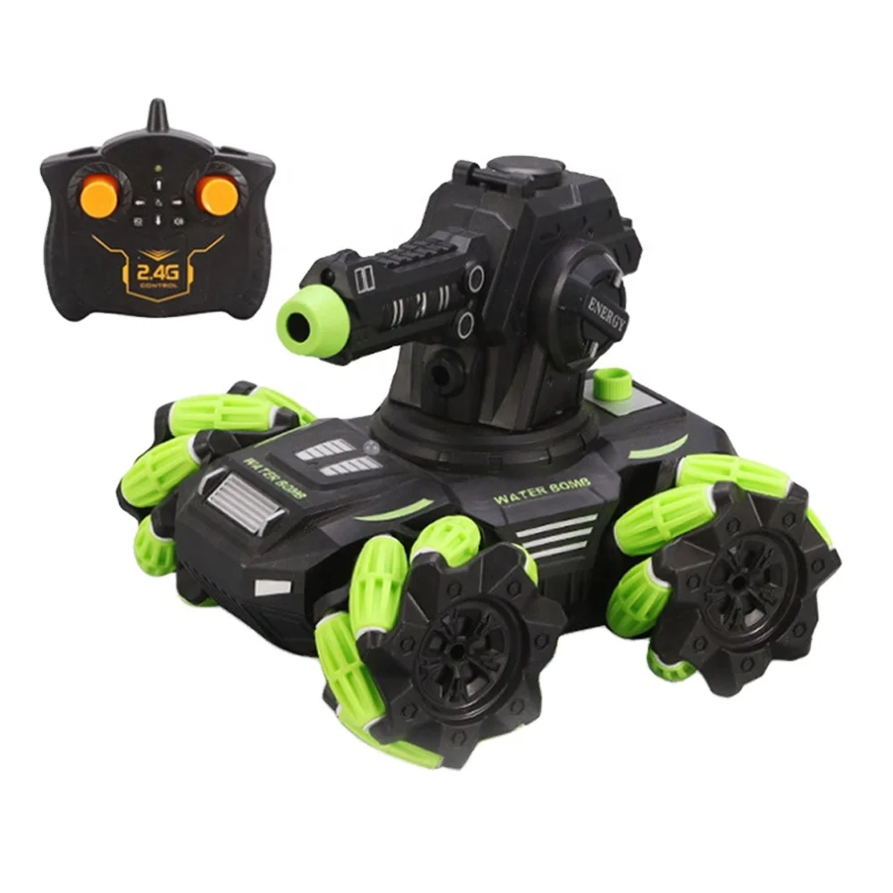 
Amazon Top Selling Water Bomb Tank Battle Car Remote Control Car Rotating Turret With Spray RC Stunt Car 