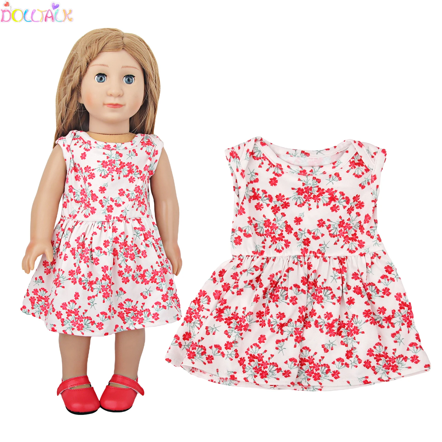 Dolltalk Hot Sale 18 inch American Doll Clothes Floral Printed Doll Dress