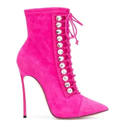 Custom logo mature sexy women high heels boots lace up high heel ankle boots