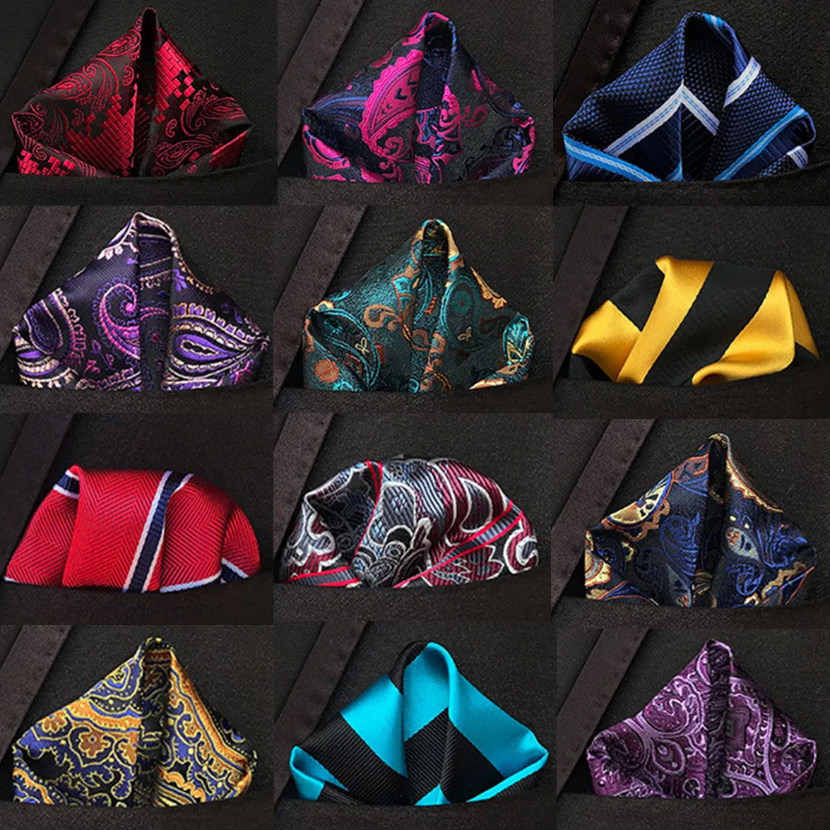 Luxury Mens Handkerchief Silk Accessories Hanky Pocket Squared Handkerchief Pocket Scarf Paisley Polka Dots Party Wedding Prom